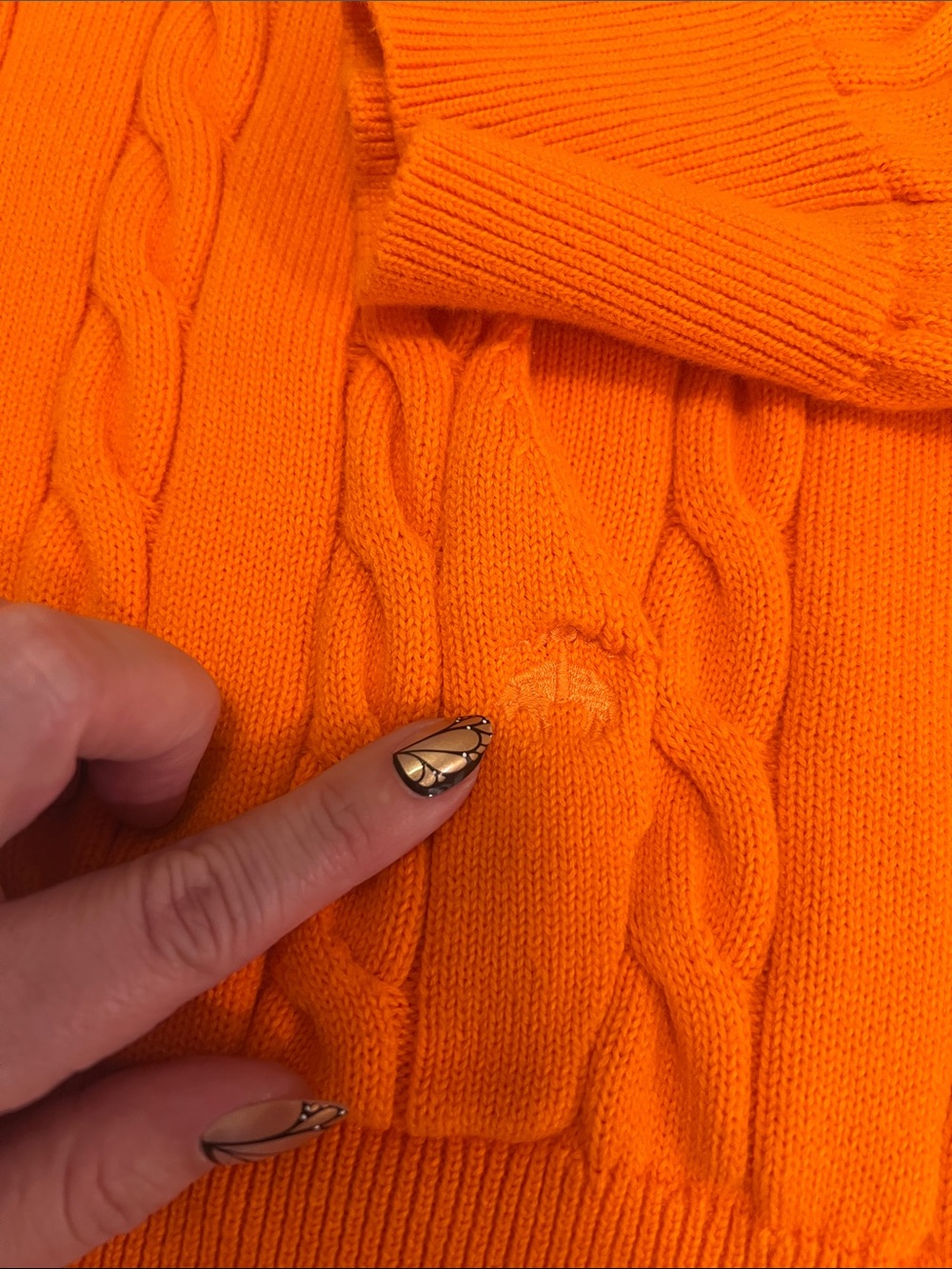 Brooks Brothers Orange Cotton Cable Crewneck Sweater - Picture 4 of 5